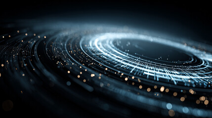 Futuristic HUD target pointer with glowing digital numbers and sleek interface elements, symbolizing precision, advanced cyber technology, data tracking, and high-tech control in a dark immersive sett