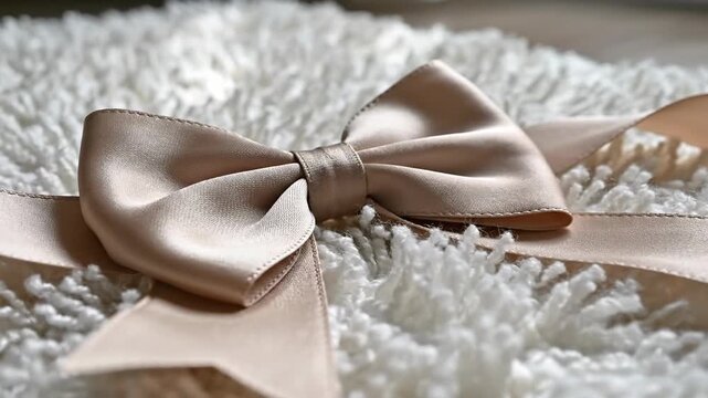 Soft satin bow detail delicate fabric macro