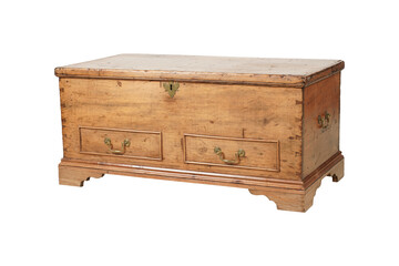 Rustic Wooden Chest with Metal Clasps on White Background PNG