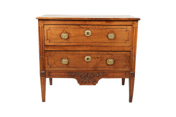 Vintage Wooden Chest of Drawers Isolated on White Background PNG