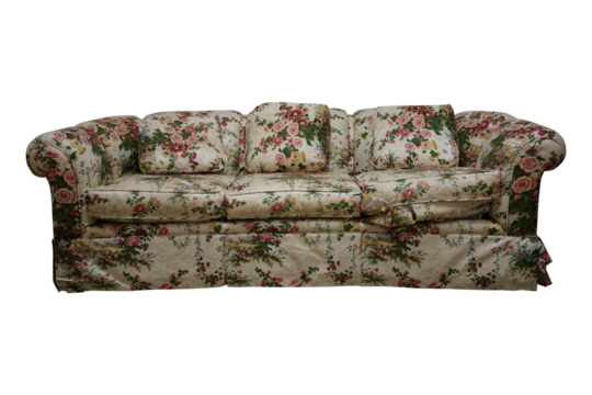 Floral Patterned Sofa Isolated on White Background PNG