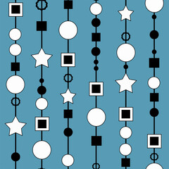 Festive pattern with string beads and star decorations 