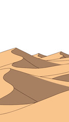 Stylized Desert Dunes Illustration with Warm Tones and Shadows