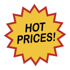 Hot prices sticker label for sales promotion and special discount marketing campaigns