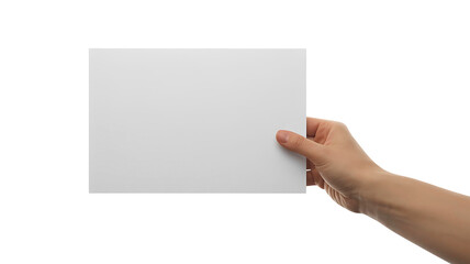 Obraz premium White paper sheet in hand mockup template for graphic design presentation and advertisement use