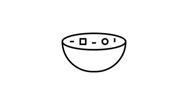A bowl with a white outline displayed on a black background.