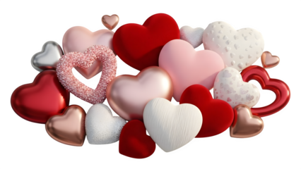 Assorted Hearts Collection, isolated on transparent background