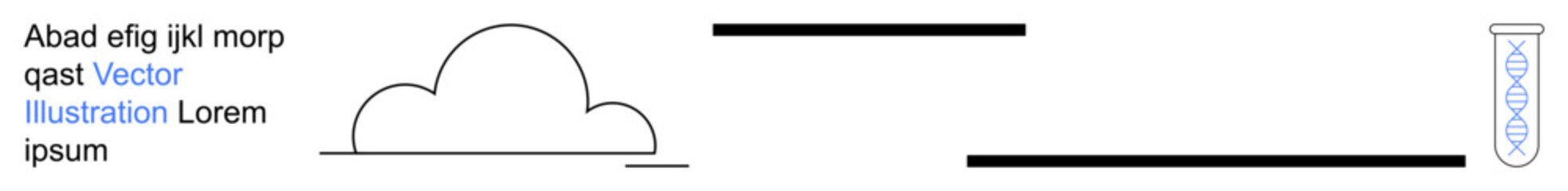 Science, technology, innovation, research, data analysis, education. Abstract cloud, text stripes and test tube graphics. Science and technology concept for education and research