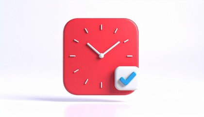 3d icon of Red wall clock photos and imagesn isolated white background