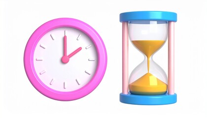 3d icon symbolize time is money, visible in the flow of sand through the hourglass