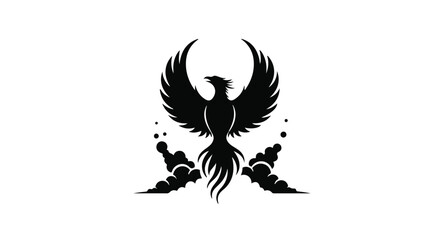 Mythical phoenix rising from smoke, symbolizing rebirth and power