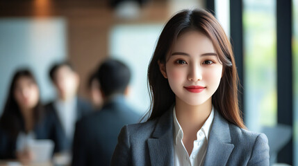 Young confident professional woman in a business meeting environment