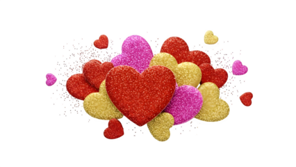 Glittering hearts collection, isolated on transparent background