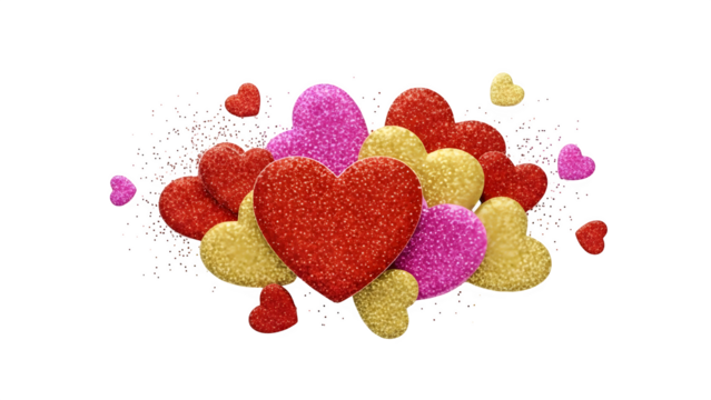 Glittering hearts collection, isolated on transparent background - Powered by Adobe