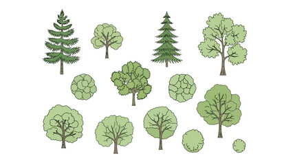 Collection of Various Styles of Trees and Shrubs for Decorative and Architectural Purposes