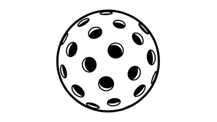 Simple black and white vector icon of a perforated game ball, commonly used in recreational activities like floorball or wiffle ball, symbolizing sport and active play