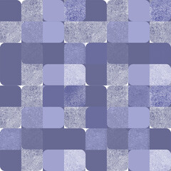 Monochrome seamless textured geometric pattern. Lilac checkered background.