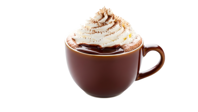 Hot Chocolate with Whipped Cream, isolated on transparent background