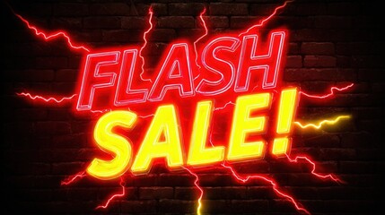 Bright and Eye-Catching Flash Sale Neon Sign with Electric Background for Promotional Marketing and Advertising Purposes