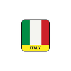 Minimal flat flag of Italy with bold name label design