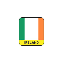 Minimal flat flag of Ireland with bold name label design