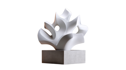 Abstract Stone Sculpture: A captivating abstract stone sculpture, an evocative work of art. The sculpture, with its smooth curves and graceful lines, represents creativity.