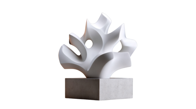 Abstract Stone Sculpture: A captivating abstract stone sculpture, an evocative work of art. The sculpture, with its smooth curves and graceful lines, represents creativity.
