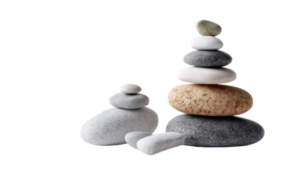 Balanced Rocks: A serene composition showcases meticulously stacked rocks, embodying balance, harmony, and a meditative atmosphere. 