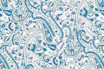 seamless Indian paisley  pattern on white background
