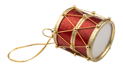 Red drum christmas ornament isolated on black background isolated on white background isolated on transparent background