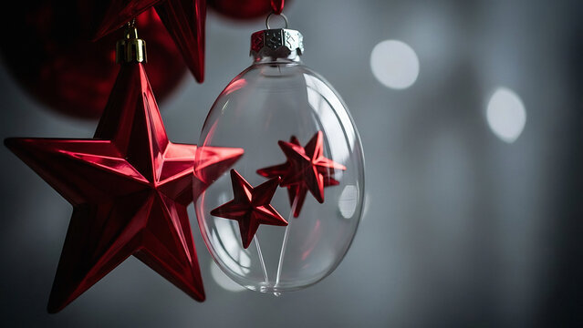 Elegant red star Christmas ornaments add a magical touch to your holiday designs, perfect for festive cards, social media, and seasonal promotions