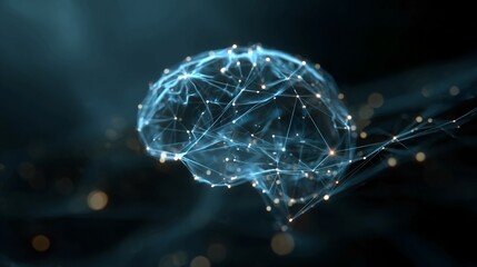 Intricate digital brain network shimmering with intelligence and innovation, ideal for technology, science, or medical concepts and symbolizing advanced AI research