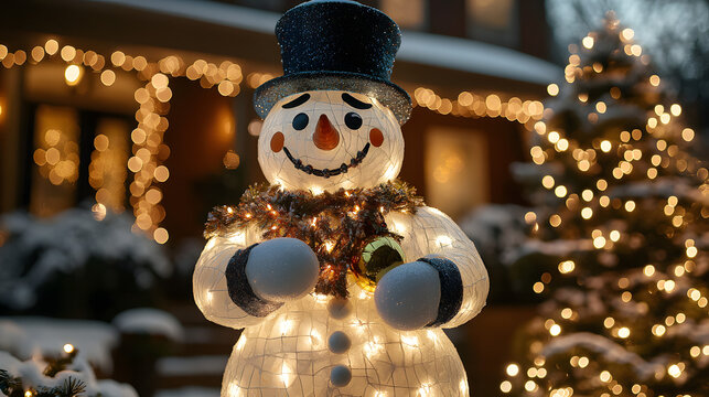 Snow globe with intricate snowflake design surrounded by festive decorations during winter season - Powered by Adobe