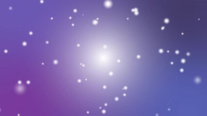 青い背景の遠くに白くボありとした光がある。白い雪が遠くからこちらに向かって舞い降りてくる。 - Powered by Adobe