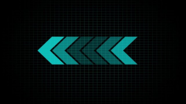 Animation of Left To Right arrows Cyan Color Alpha Chanel ,Arrow sign symbol looping animation direction concept animated in transparent background in Cyan color, 4k animation. 