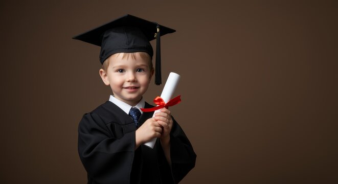 Celebratory graduation ceremony for young boy indoor setting joyful moment