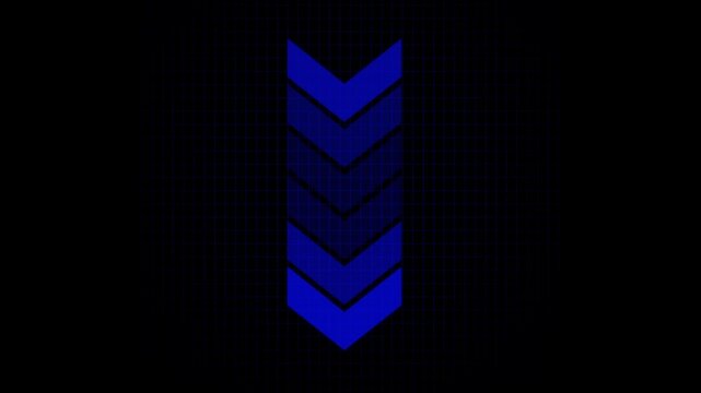Animation of Down arrows Blue Color Alpha Chanel ,Arrow sign symbol looping animation direction concept animated in transparent background in Blue color, 4k animation. 
