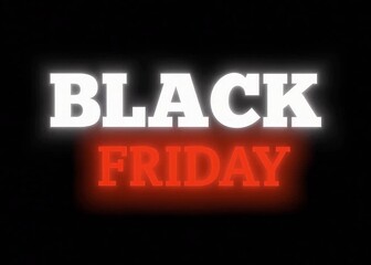 Black Friday Sale Text on Black Background - Bold White and Red Typography for Promotions and Marketing