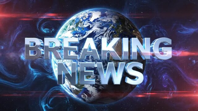 Dramatic breaking news intro sequence with Earth globe and cosmic background for global updates and announcements, dynamic visual effect