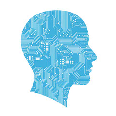 Head: Circuit Board Silhouette AI Technology Concept png