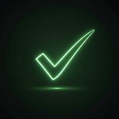 Checkmark: Neon Green Glowing Tick Symbol icon transparent background 
