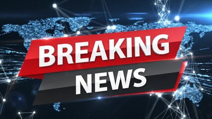 Dynamic breaking news sequence with global connections for urgent announcements or developing story coverage, conveying importance and immediacy