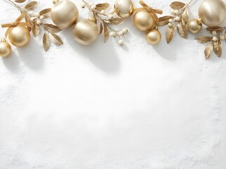 02 Minimalist Christmas Background with Realistic Gold Ornaments
