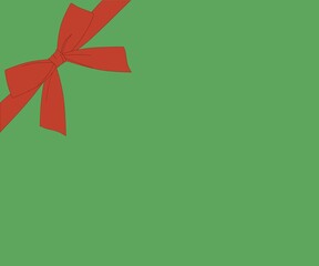 Red ribbon on green background image,red ribbon bow with green background vector,red gift ribbon bow kn green illustration,red gift bow and ribbon vector 