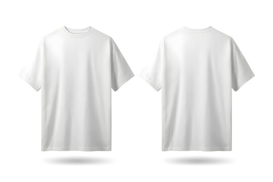 Blank white oversized t shirts displayed front and back view isolated on white background for mockups and design