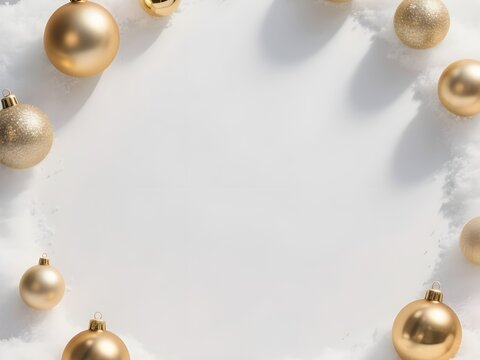 04 Minimalist Christmas Background with Realistic Gold Ornaments