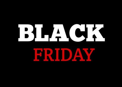 Black Friday Sale Text on Black Background - Bold White and Red Typography for Promotions and Marketin - Powered by Adobe