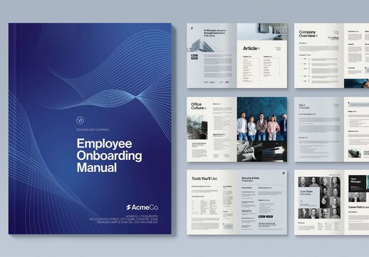Corporate Brochure, Company Handbook & White Paper Report Template in Modern Blue Hues