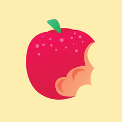 Red Apple Missing Bite vector graphic design. Red Apple Missing Bite vector illustration