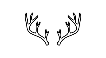 Obraz premium Antler Outline on white background: A detailed outline of a pair of antlers, offering a minimalist aesthetic, perfect for conveying wildlife or natural themes, focusing on simplicity and detail.